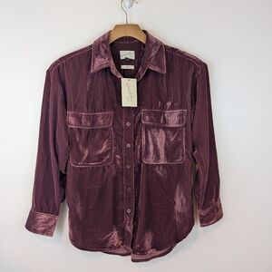 NWT Universal Thread Oversized Velvet Buttondown Shirt, Sz XS